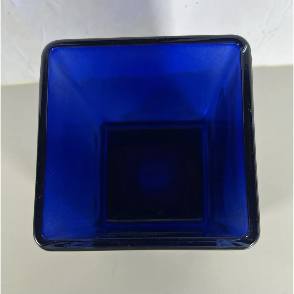 NFL Teleflora Buffalo Bills Blue Square Cased Glass Vase Planter Made‎ in Poland
